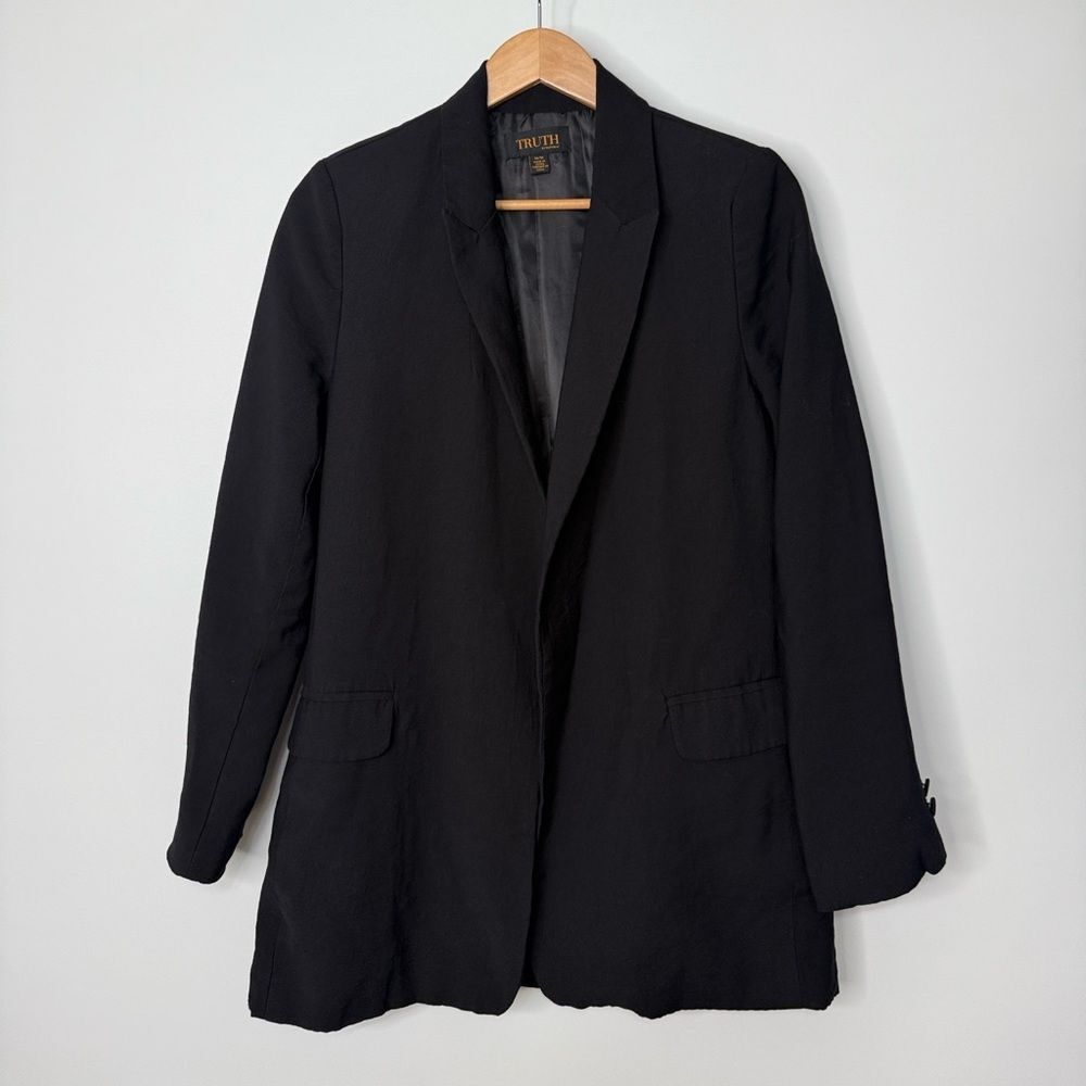 Truth by Republic Black Open Front Blazer Size Medium